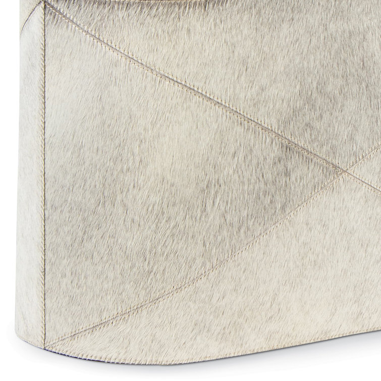 Andres Gray Hair-On-Hide Leather Basket with Metal Rod