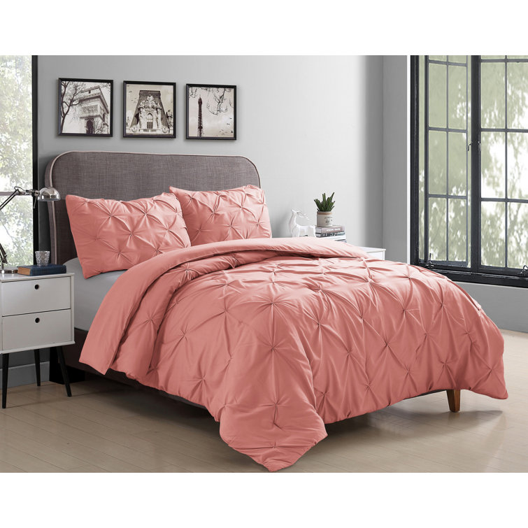 Coral Twin Pintuck Down Alternative Microfiber Comforter Set