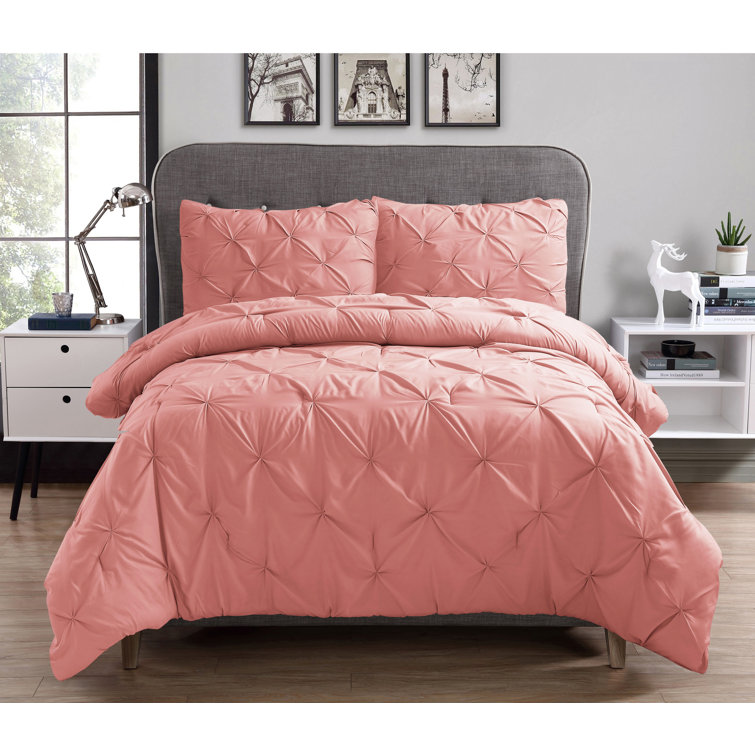 Coral Full Pintuck Pleat Microfiber Comforter Set
