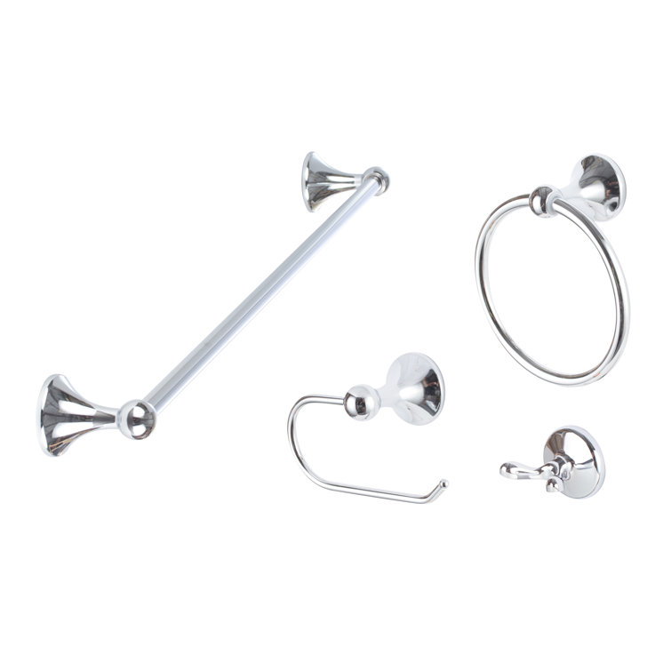 Polished Chrome 4-Piece Metal Bathroom Hardware Set