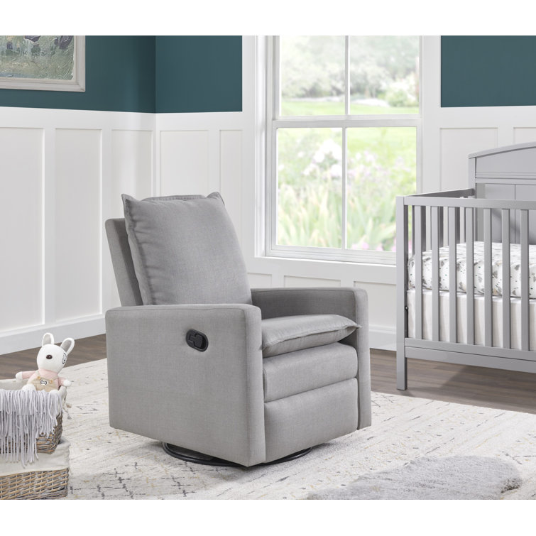 Gray Polyester Swivel Recliner with 360-Degree Motion