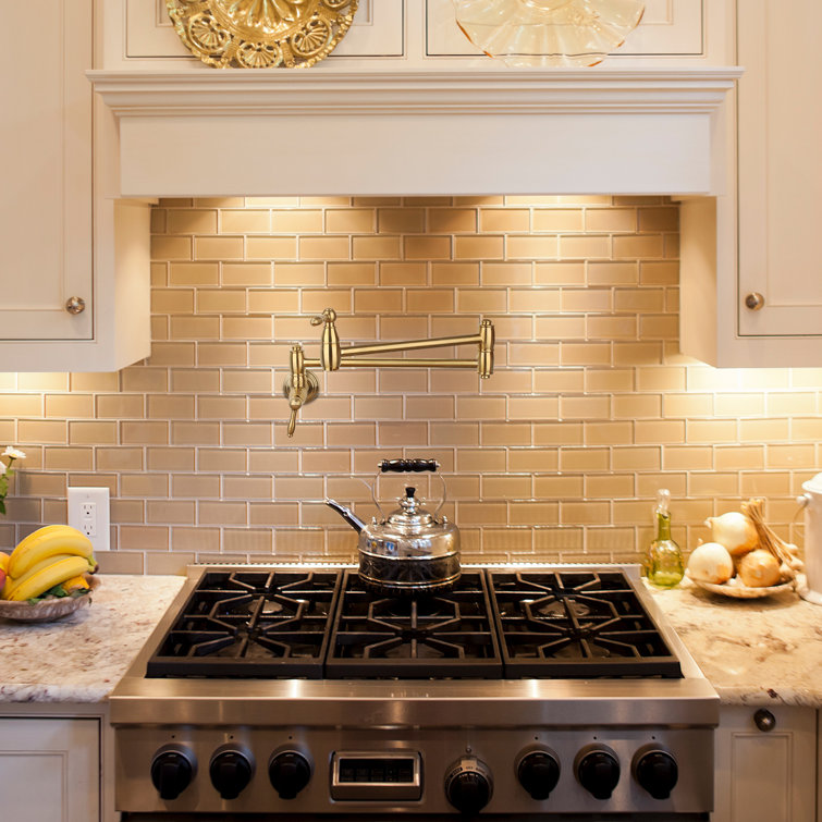 Brushed Gold Brass Wall-Mounted Pot Filler Faucet
