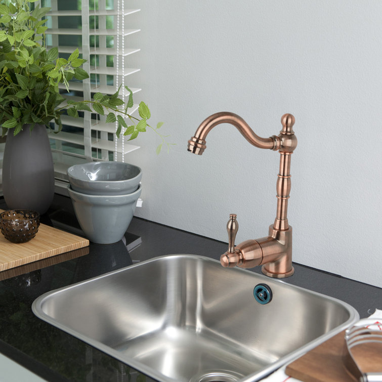 Antique Copper Solid Brass One-Handle Kitchen Faucet with Side Spray