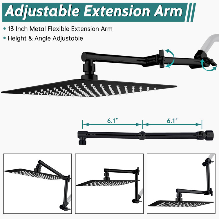 Matte Black Adjustable Dual Rain and Handheld Shower Head