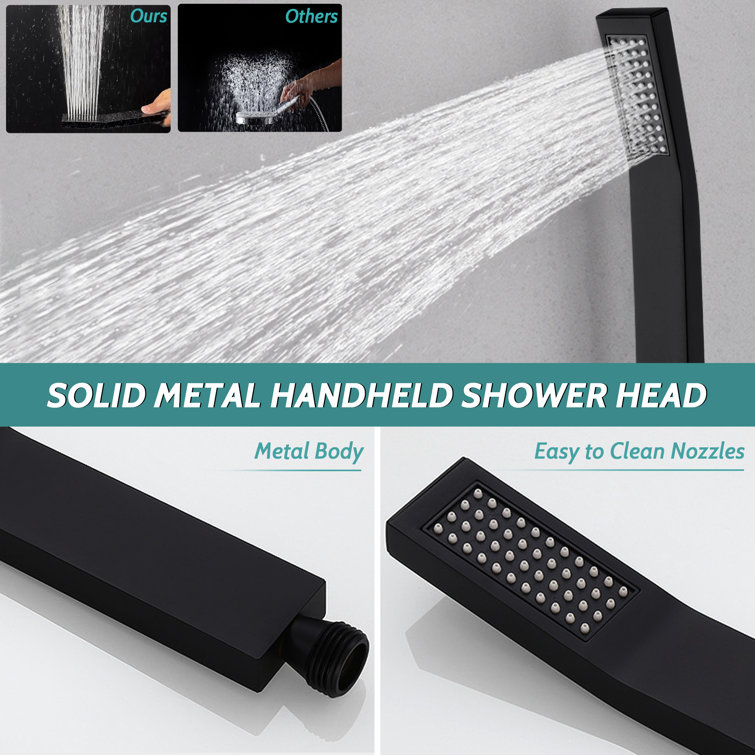 Matte Black Adjustable Dual Rain and Handheld Shower Head