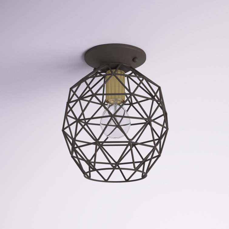 Geometrix Bronze Hand-Welded Glass LED Flush Mount
