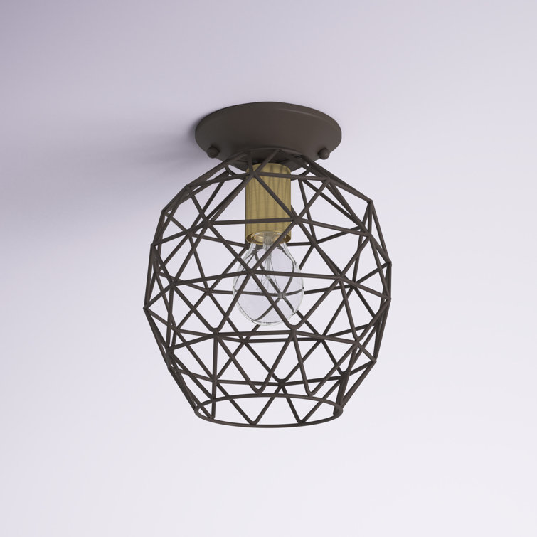 Geometrix Bronze Hand-Welded Glass LED Flush Mount