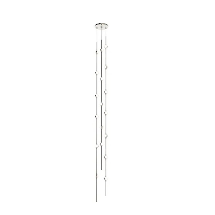 Andromeda Satin Nickel & Crystal LED Tall Pendant Light
