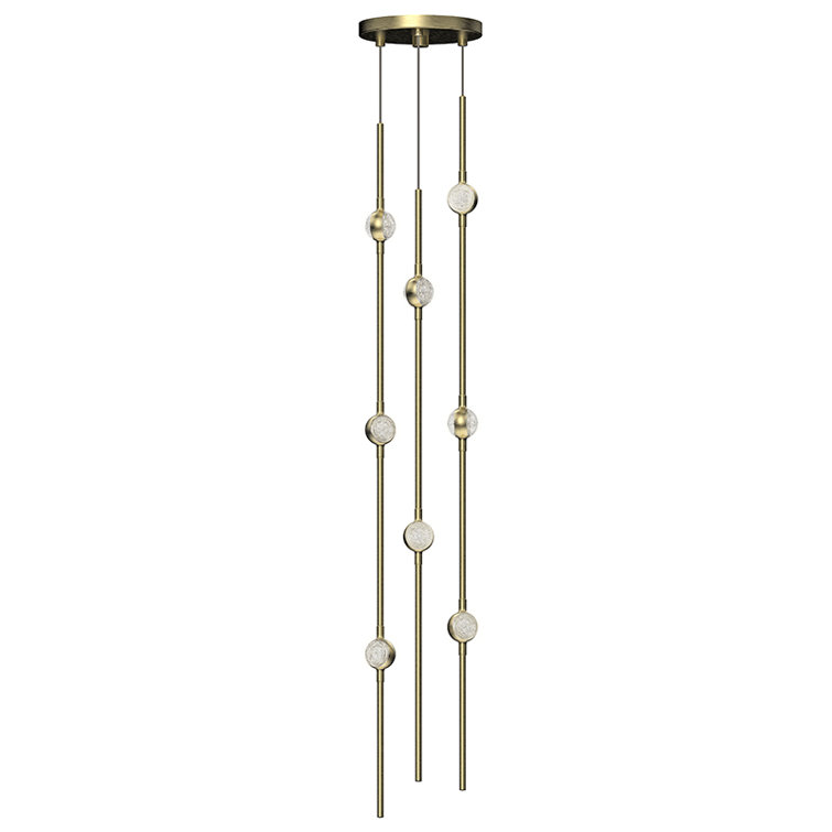 Constellation Satin Brass LED Pendant Light with Crystal Facets