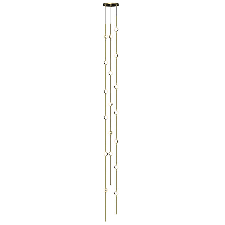 Andromeda Satin Nickel & Crystal LED Tall Pendant Light