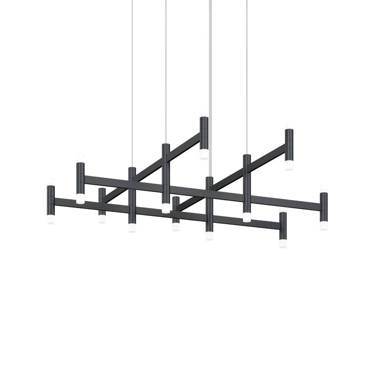 Satin Black Aluminum LED Drum Pendant Light