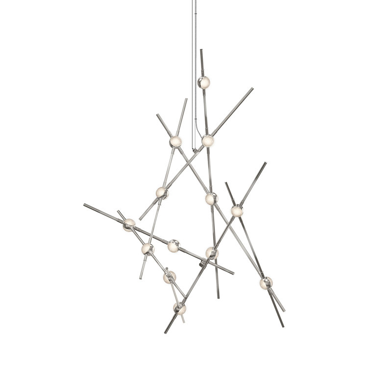 Celestial Patterns 32" Satin Nickel LED Sputnik Chandelier