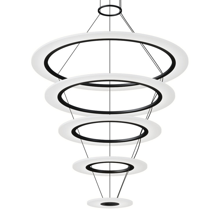Arctic Rings Contemporary Black Aluminum LED Chandelier