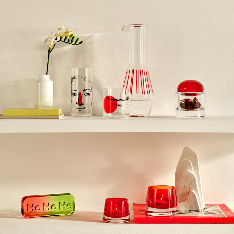 Red Lead-Free Crystal Votive Holder