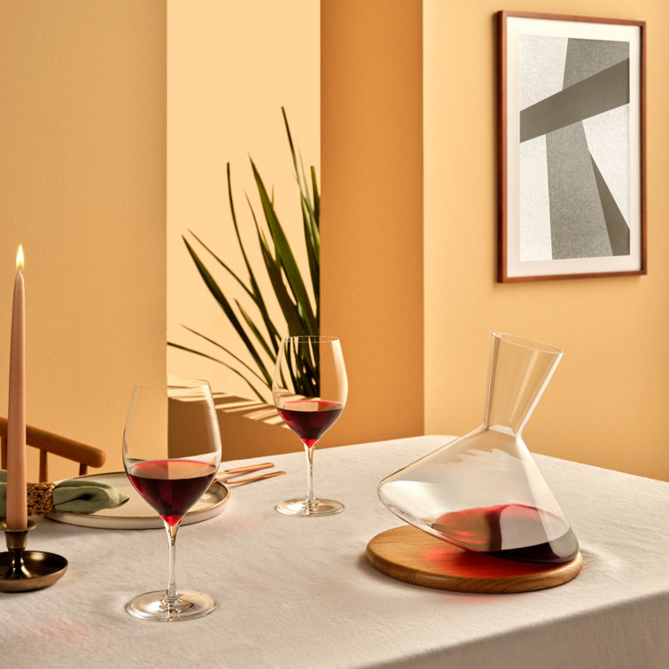 Clear Lead-Free Crystal Wine Decanter with Wooden Base