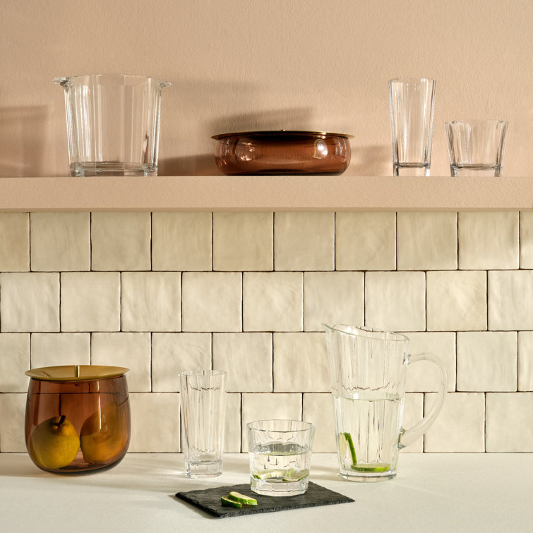 Clear Lead-Free Crystal Highball Glass Set with Ridges, 4-Piece