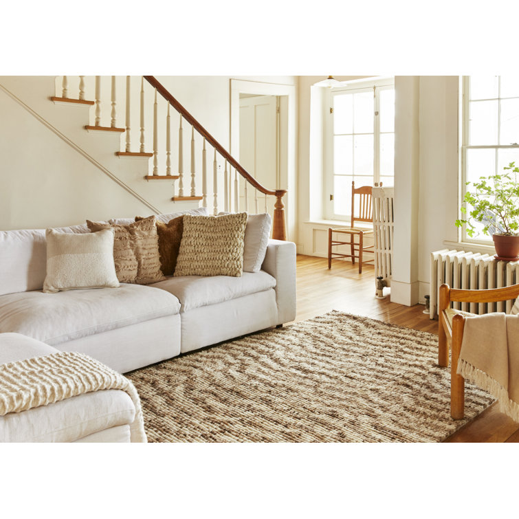 Catskills Essence Hand-Knotted Wool Shag Rug in Natural Shades, 5'x8'