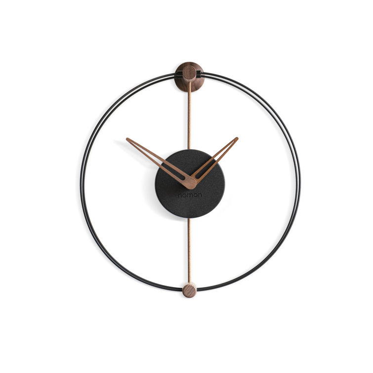 Black Walnut and Oak Modern Wall Clock with German Mechanism
