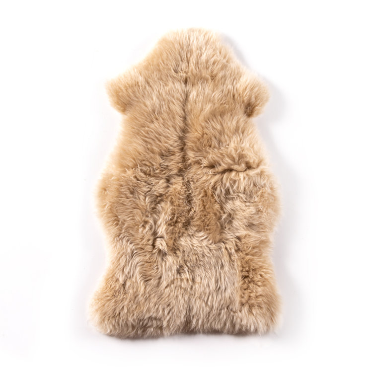 Beige Rectangular Reversible Sheepskin Throw Blanket