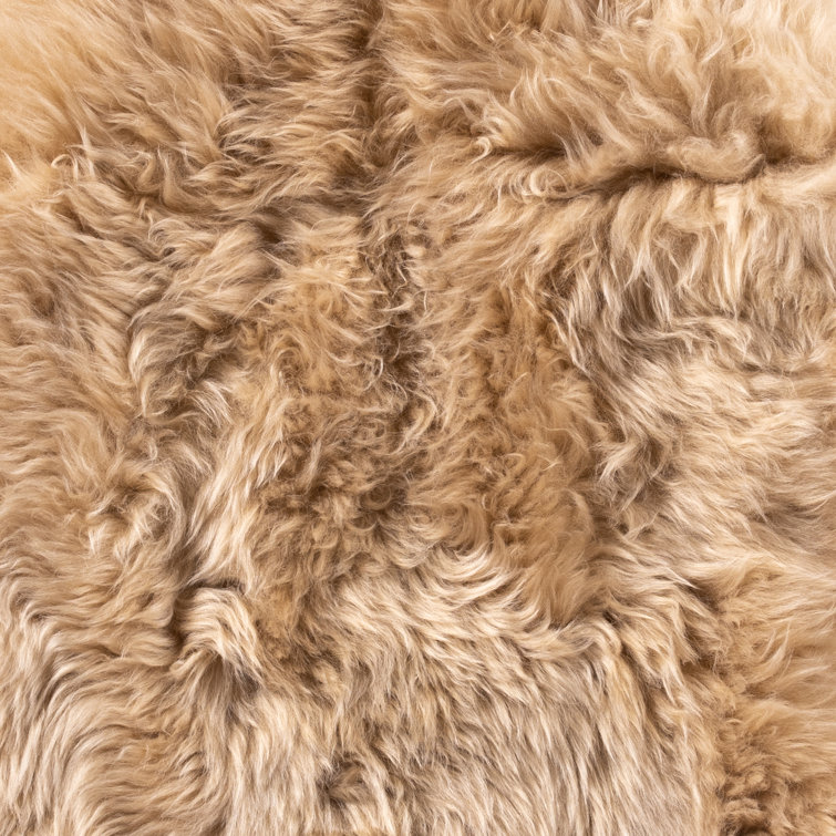 Beige Rectangular Reversible Sheepskin Throw Blanket