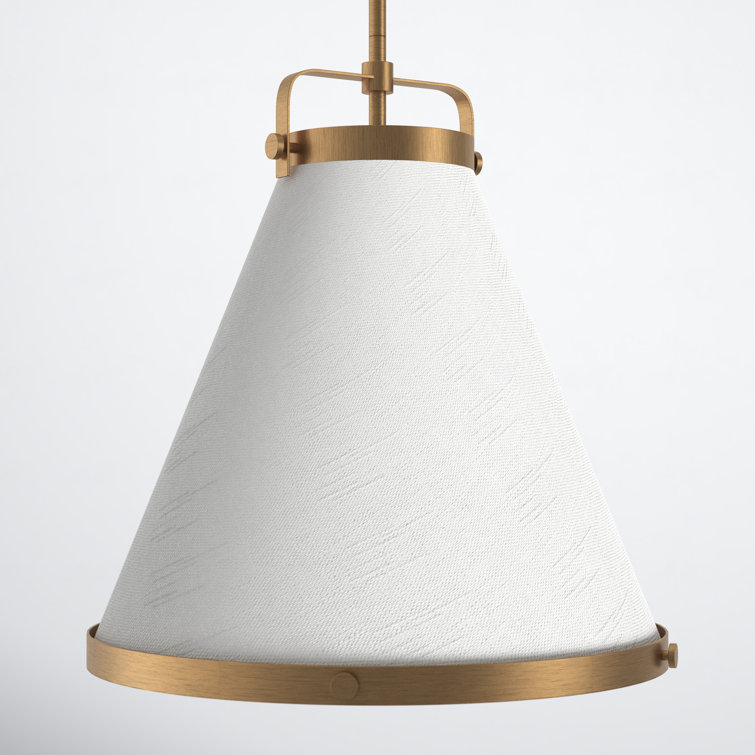 Black Transitional LED Pendant with Off-White Shade