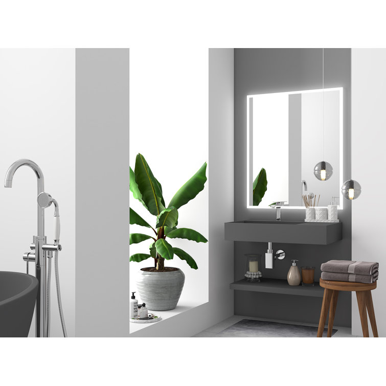 Gray Stone Wall-Mounted Rectangular Vessel Sink