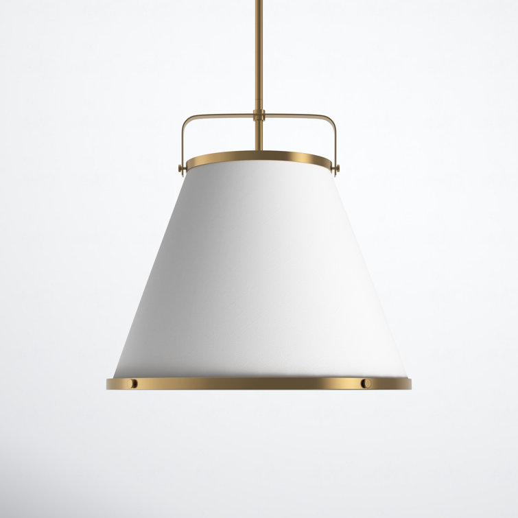 Lacquered Brass 3-Light LED Globe Pendant with Off-White Shade