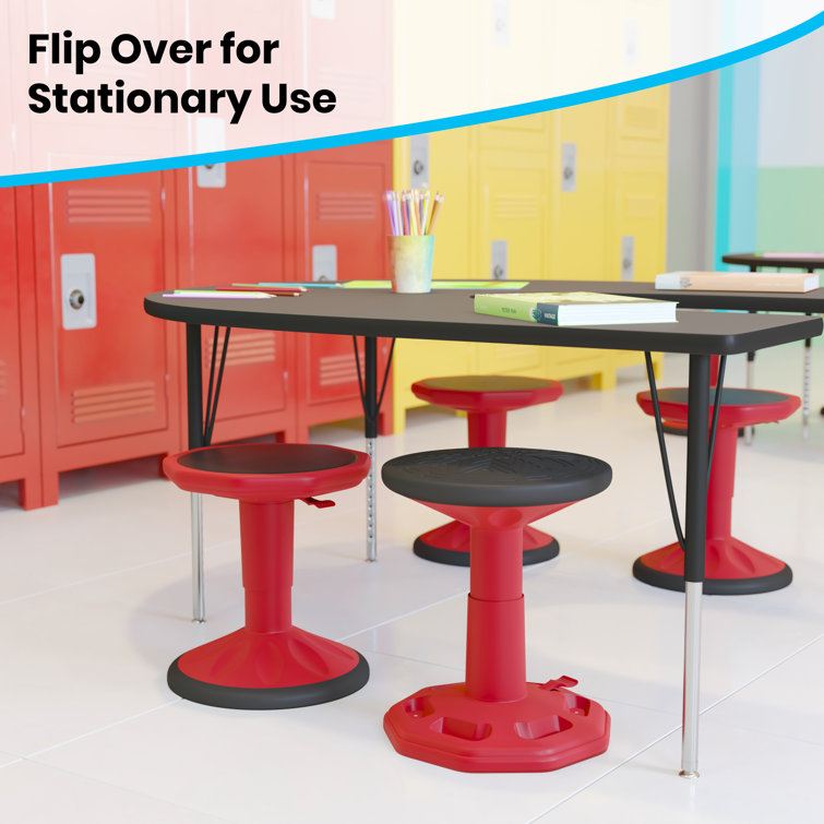 Red Adjustable Height Kids Active Learning Stool with Rubber Seat