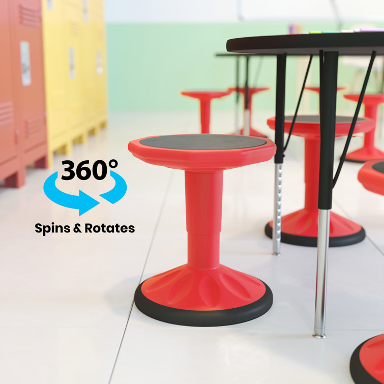 Red Adjustable Height Kids Active Learning Stool with Rubber Seat