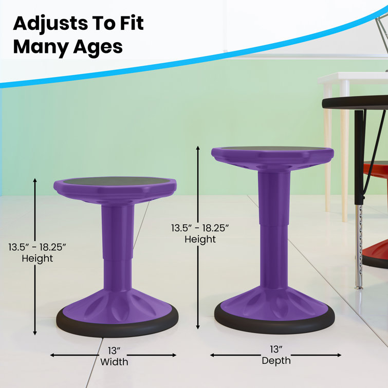 Purple Adjustable Height Kids Active Learning Stool
