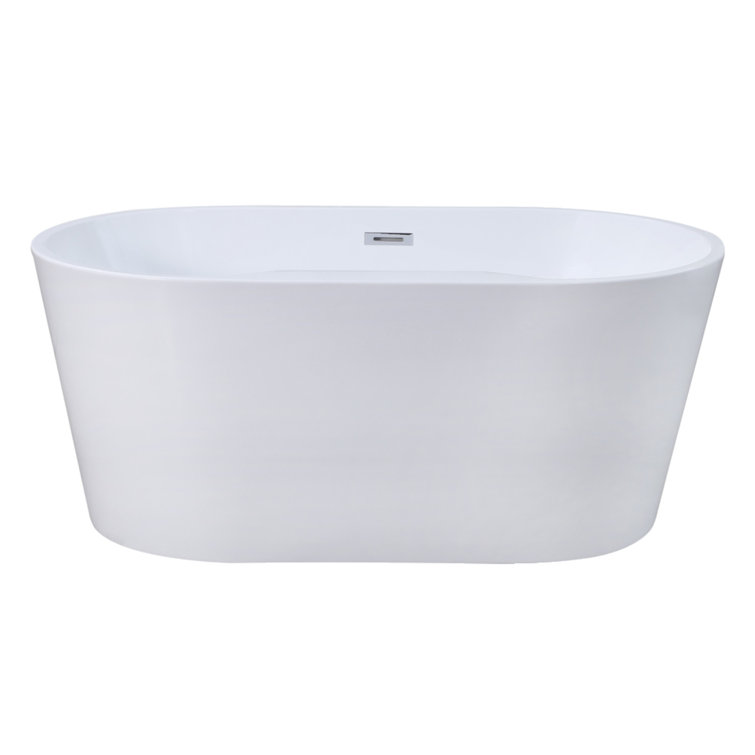 Aqua Eden 56-Inch Glossy White Acrylic Freestanding Tub with Drain