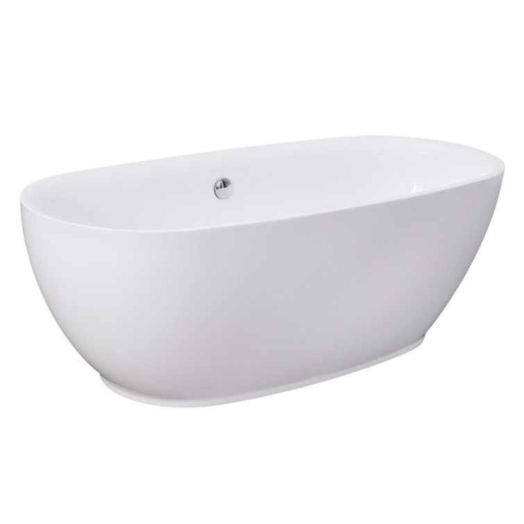 Aqua Eden 67-Inch Glossy White Acrylic Freestanding Oval Tub