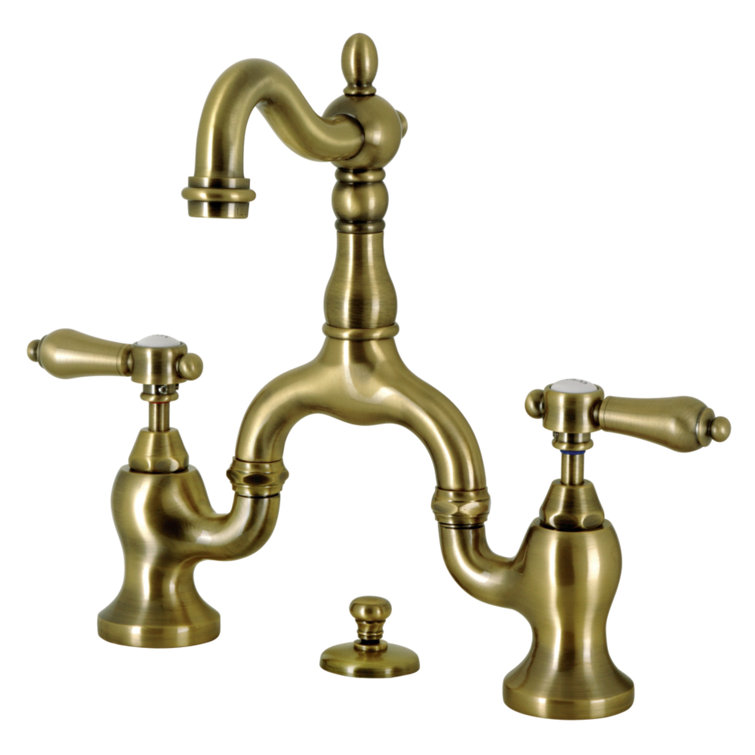 Elegant Antique Brass 8" Widespread Bathroom Faucet with Drain