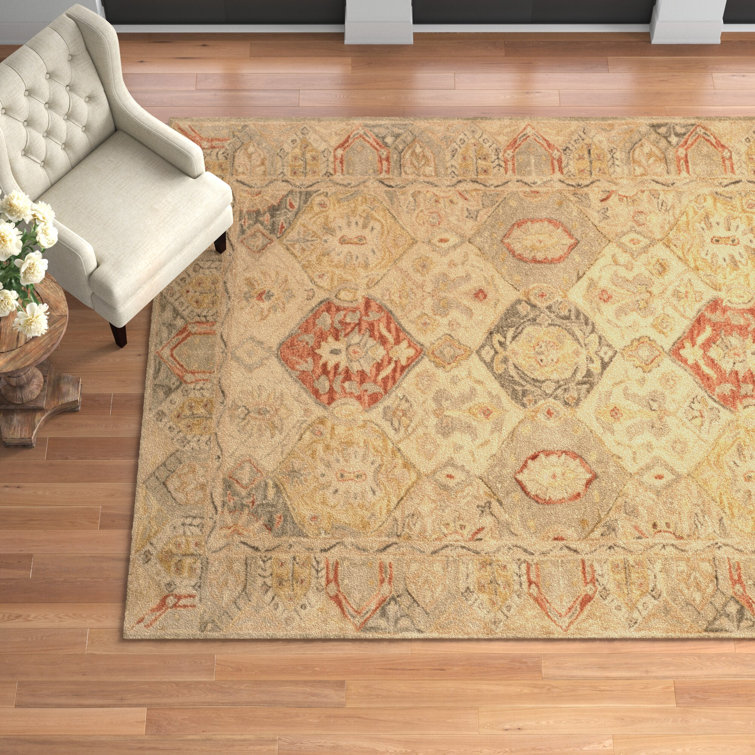 Handmade Tufted Round Red Wool Area Rug