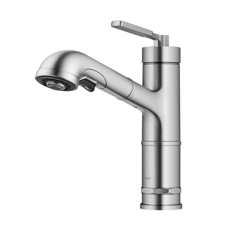 Spot-Free Stainless Steel Pull-Out Single Handle Kitchen Faucet