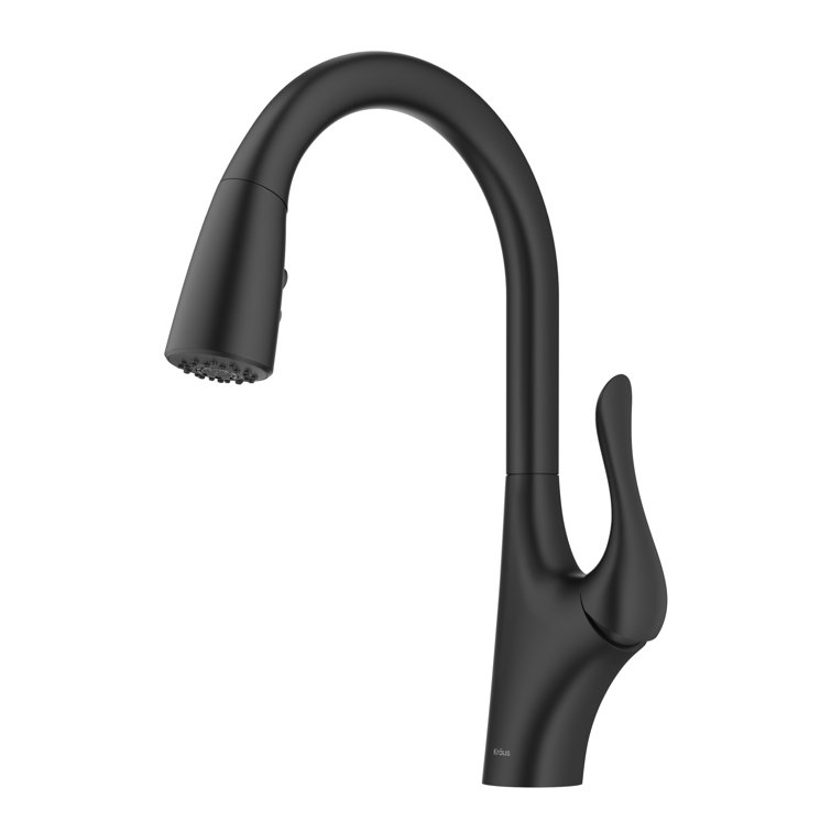 Matte Black Brass Pull-Down Kitchen Faucet with Spray