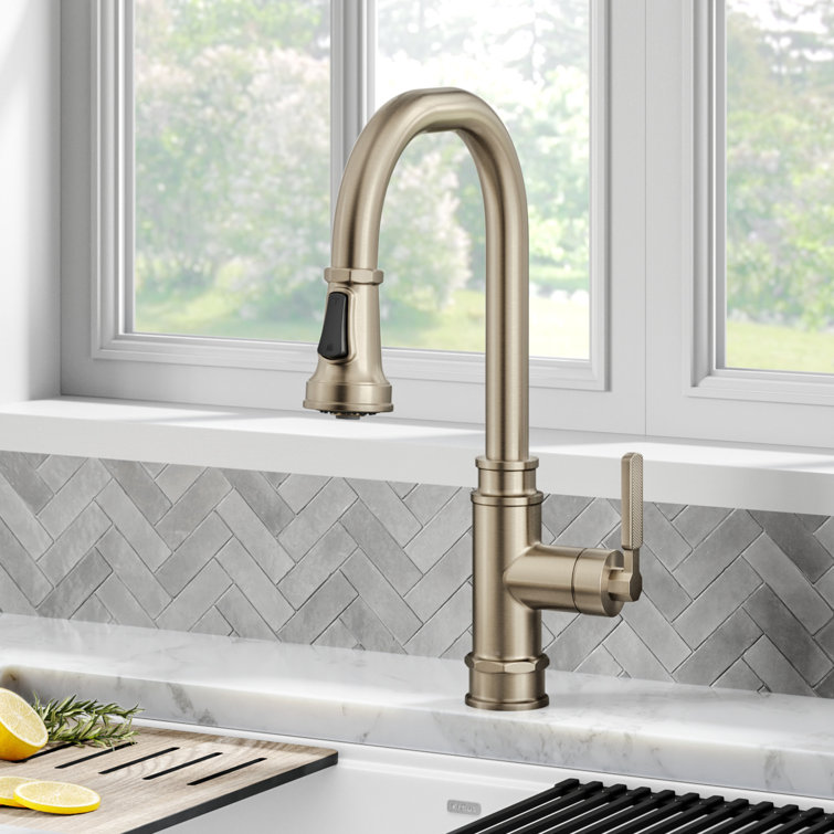 Antique Bronze Industrial Pull-Down Kitchen Faucet with Spray