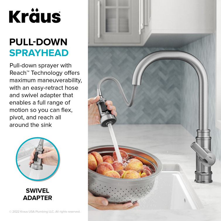 Allyn Spot-Free Stainless Steel Pull-Down Single Handle Kitchen Faucet