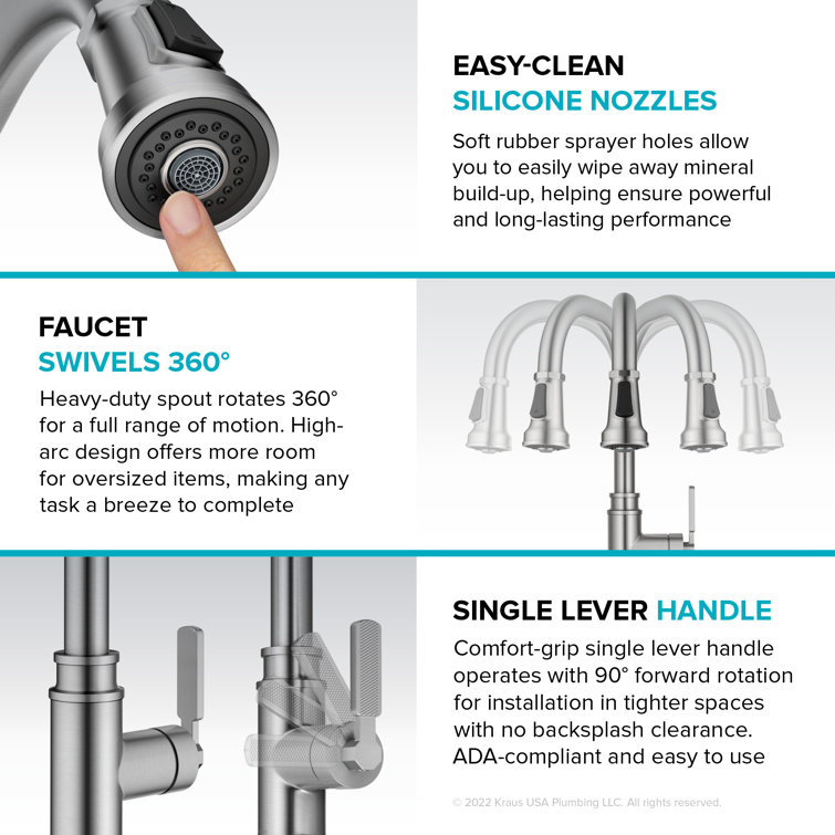 Allyn Spot-Free Stainless Steel Pull-Down Single Handle Kitchen Faucet
