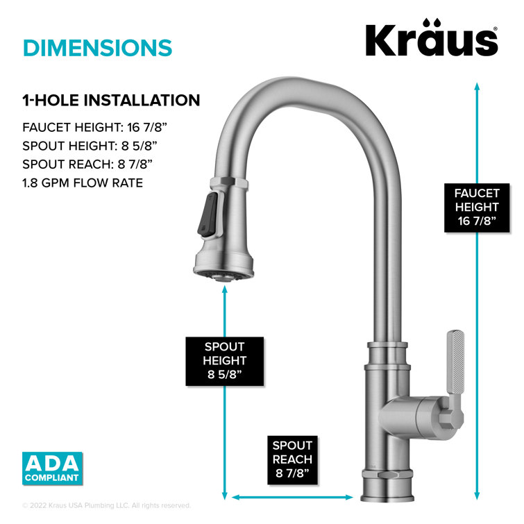 Allyn Spot-Free Stainless Steel Pull-Down Single Handle Kitchen Faucet