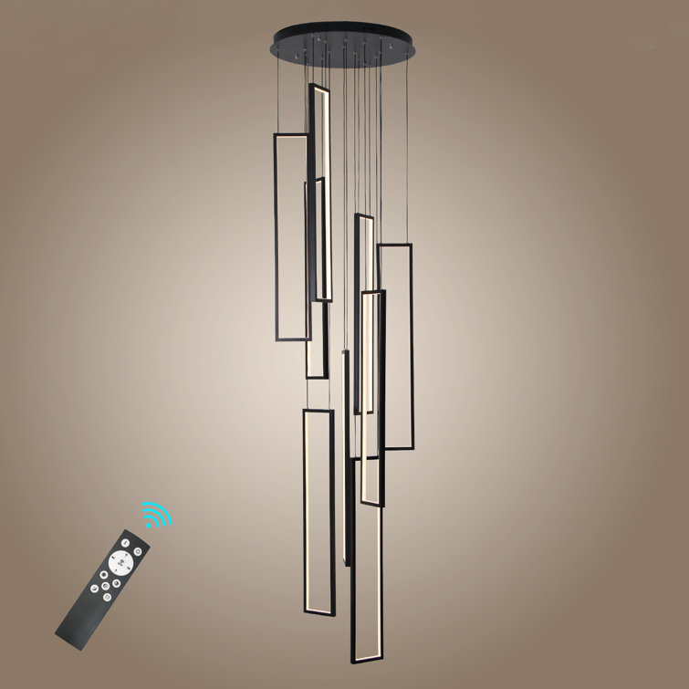 Large Black Aluminum Rectangle Cluster Chandelier Light