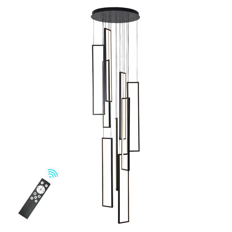 Large Black Aluminum Rectangle Cluster Chandelier Light