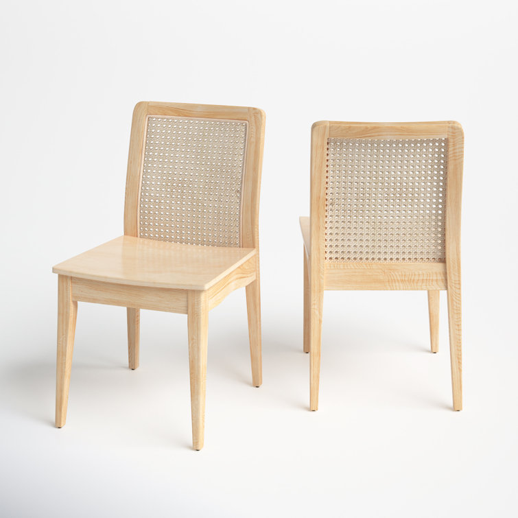 Montclair Coastal Brown Rattan Cane Side Chair, Set of 2