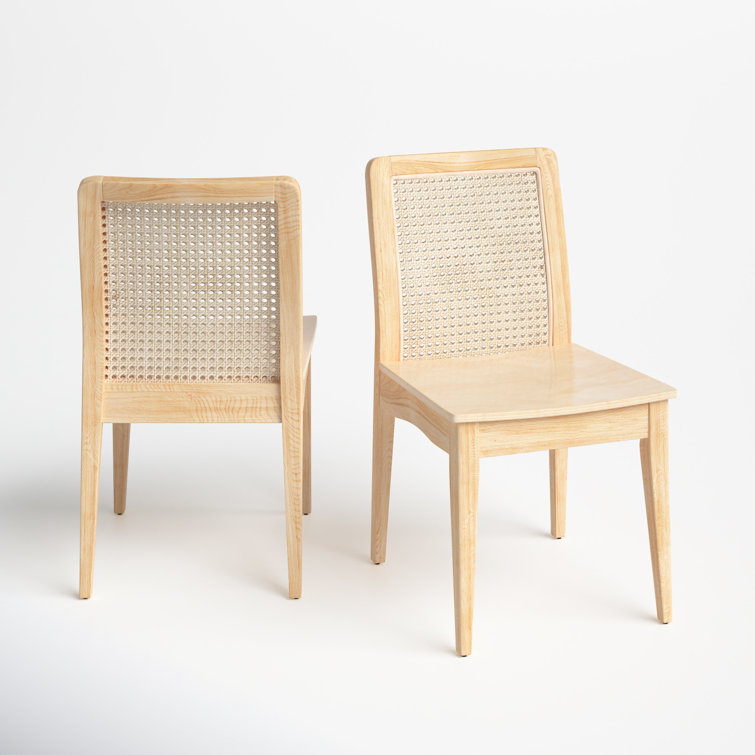 Montclair Coastal Brown Rattan Cane Side Chair, Set of 2