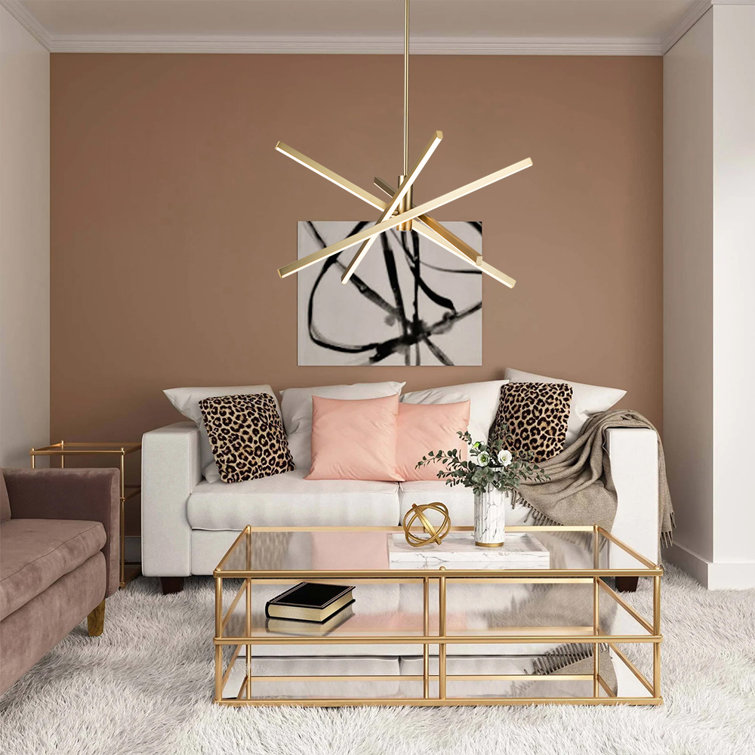 Black Aluminum 4-Light Sputnik Linear Chandelier