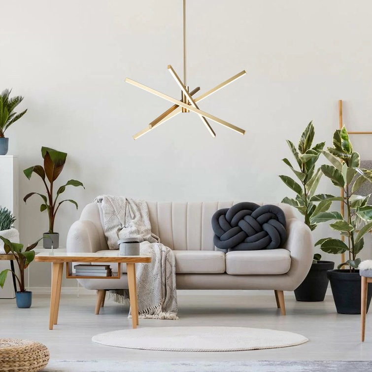 Black Aluminum 4-Light Sputnik Linear Chandelier