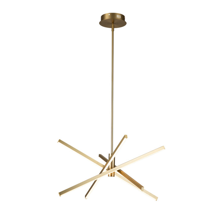 Black Aluminum 4-Light Sputnik Linear Chandelier
