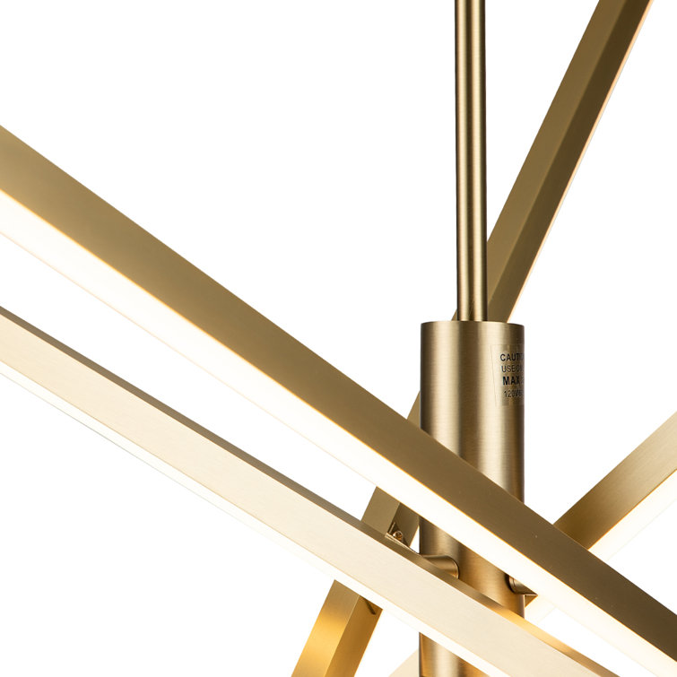 Black Aluminum 4-Light Sputnik Linear Chandelier