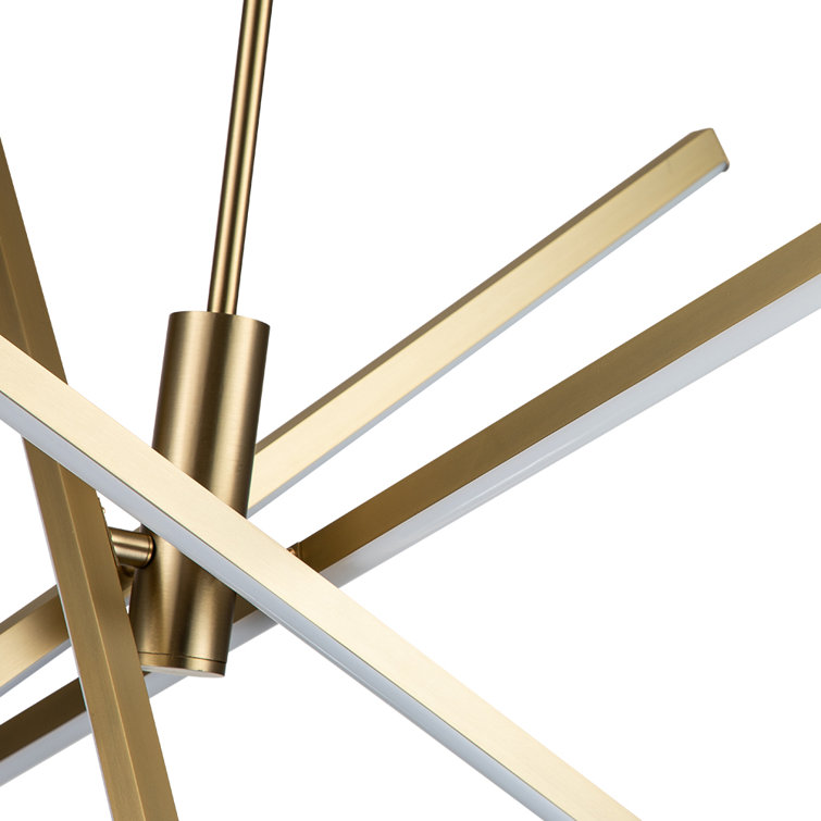 Black Aluminum 4-Light Sputnik Linear Chandelier
