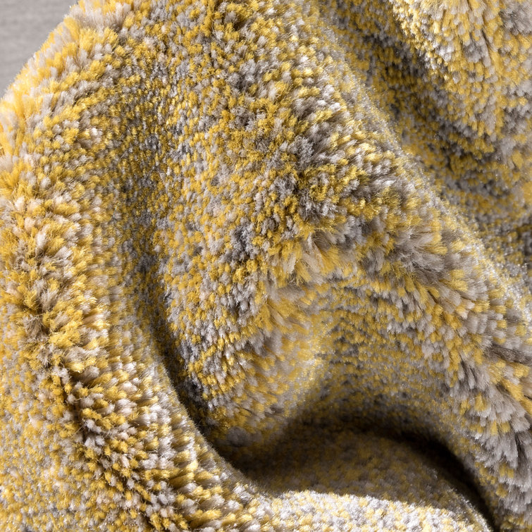 Yellow and Gray Synthetic Reversible Rectangular Area Rug